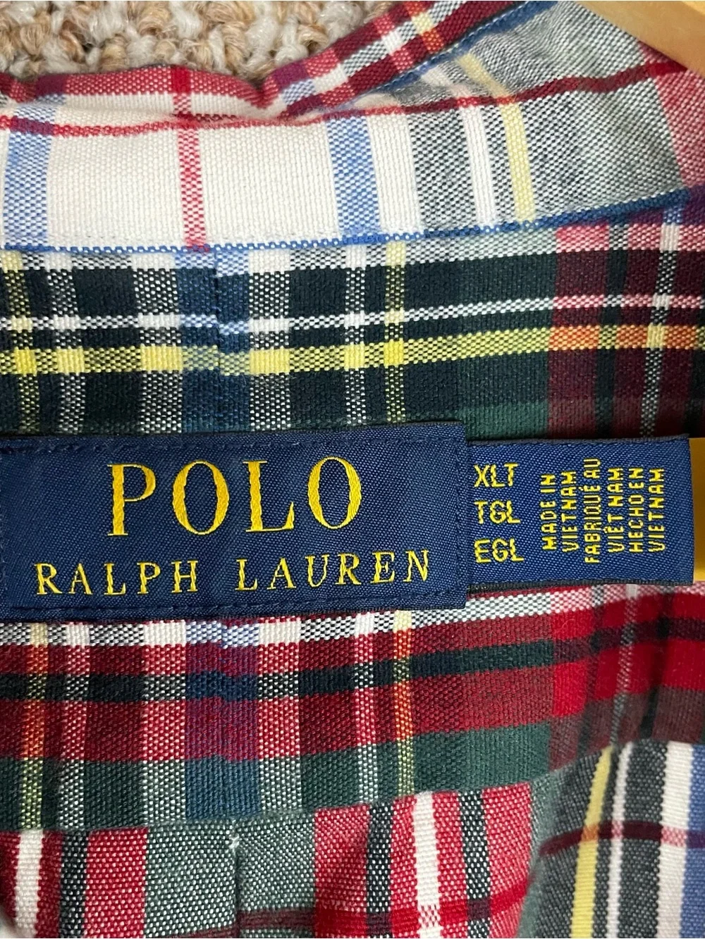 Polo Ralph Lauren Shirt XLT Red Plaid Brushed Cotton Oxford Button Up T352